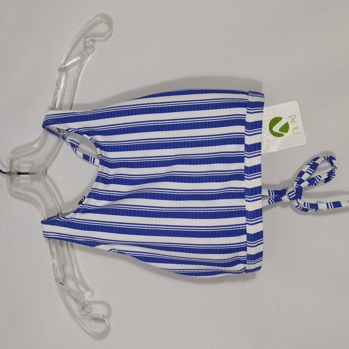 Nwt Next Standard High Tide Blue And White Stripes Swim Top Women Size Medium